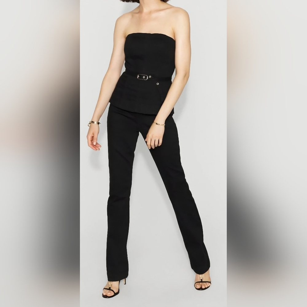WHBM Strapless Denim Boot Jumpsuit